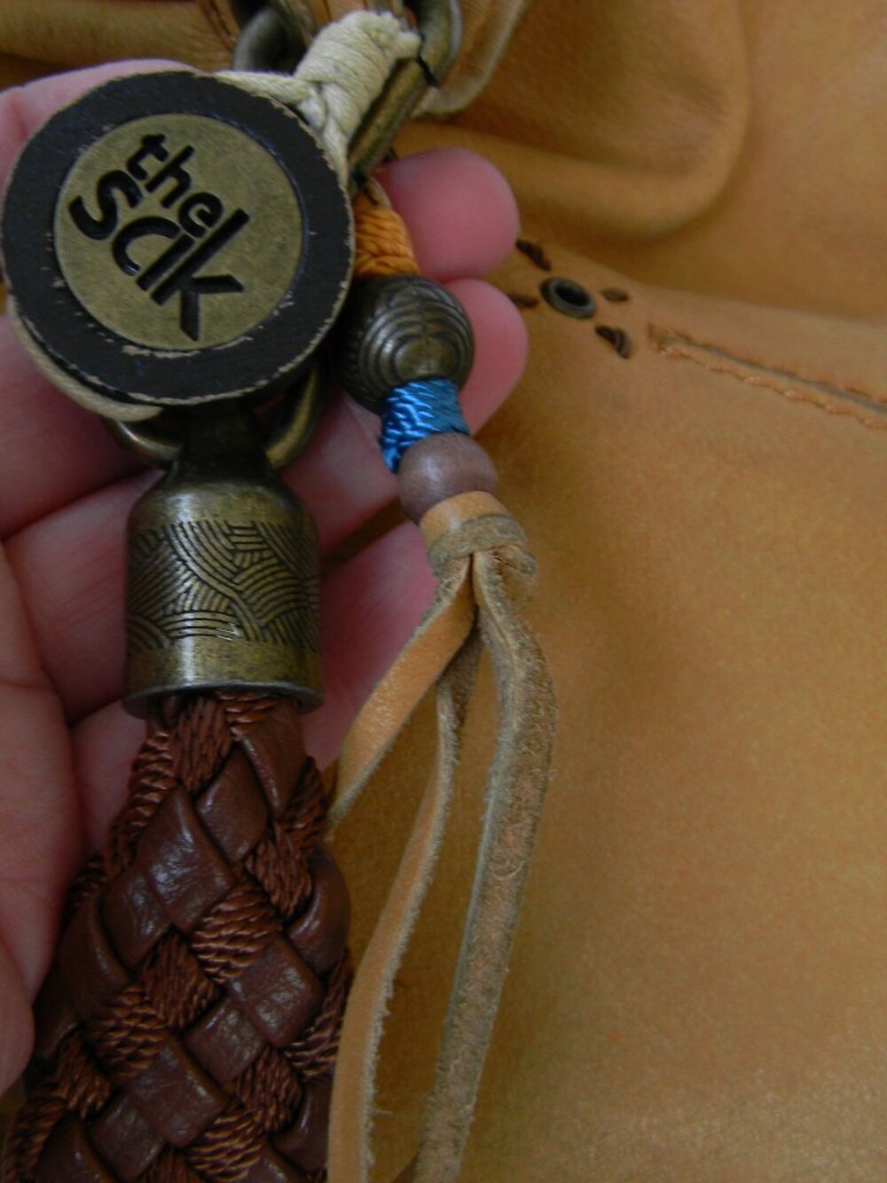 The Sak Mustard Yellow Leather Hobo Shoulder Bag Braided Strap purse BOHO FALL - Picture 3 of 9